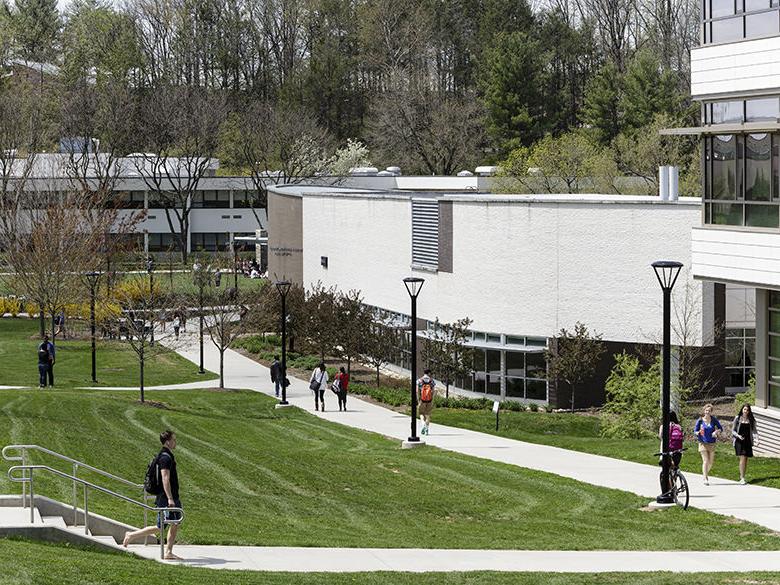 A look down campus from the Franco building